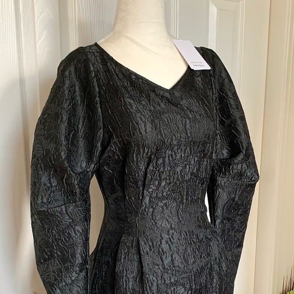 NWT & Other Stories Textured Puff Sleeve Black Dress sz 0 XS - Picture 4 of 15